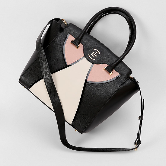 Черная сумка со светлыми вставками  Lucia Lombardi