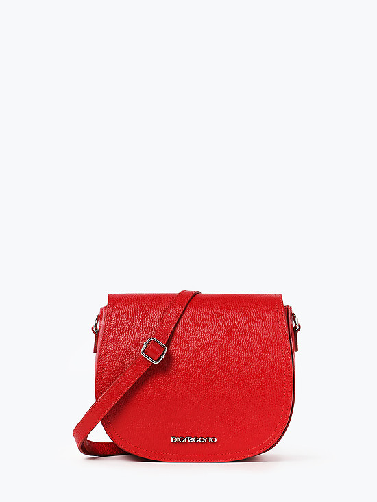 Красная сумочка кросс-боди из натуральной кожи в округлом силуэте  Di Gregorio