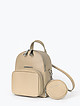 Комплект из небольшого кожаного рюкзака и круглой микро-сумочки бежевого цвета  Di Gregorio