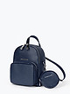 Комплект из небольшого кожаного рюкзака и круглой микро-сумочки синего цвета  Di Gregorio