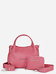 Пионово-розовая сумка-тоут из мягкой кожи с кошельком в комплекте  Di Gregorio