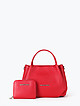 Красная сумка-тоут из мягкой кожи с кошельком в комплекте  Di Gregorio