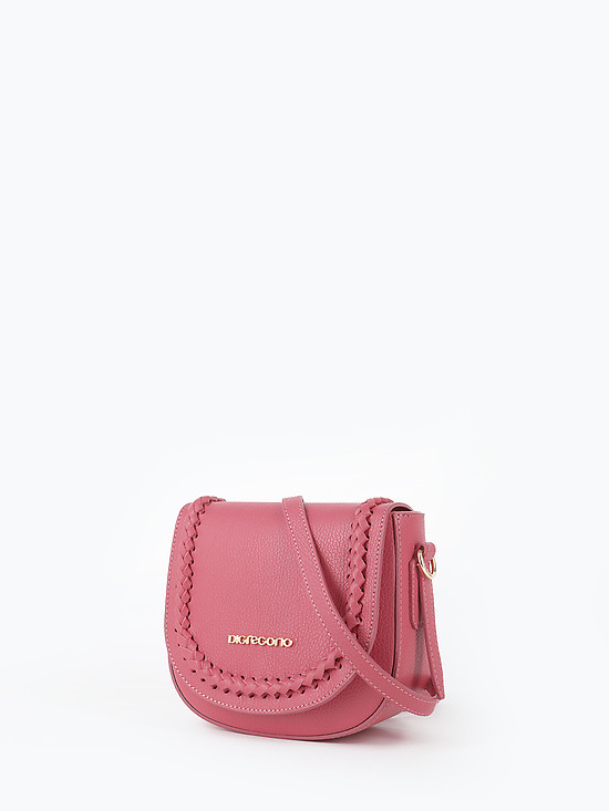 Розовая кожаная сумочка-сэдл через плечо  Di Gregorio