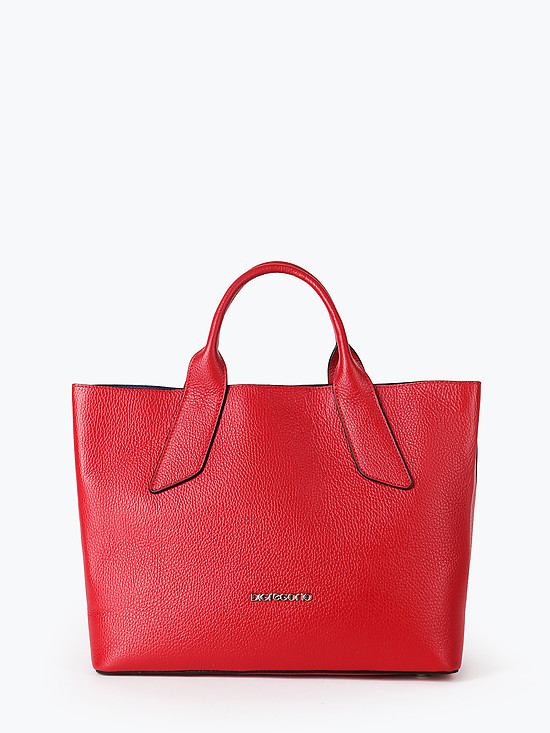 Красная сумка-тоут из мягкой кожи  Di Gregorio
