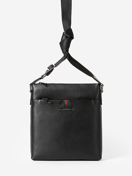Черная кожаная сумка-планшет и красной отделкой  Alessandro Beato