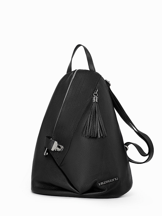 Черный рюкзак-капля из мягкой кожи  Di Gregorio