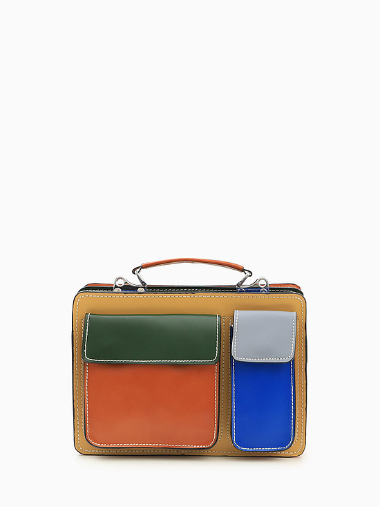 Разноцветный портфель из гладкой кожи  Folle