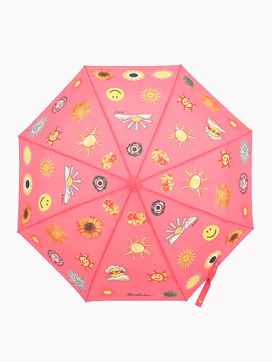Розовый зонт-автомат с принтом  Moschino