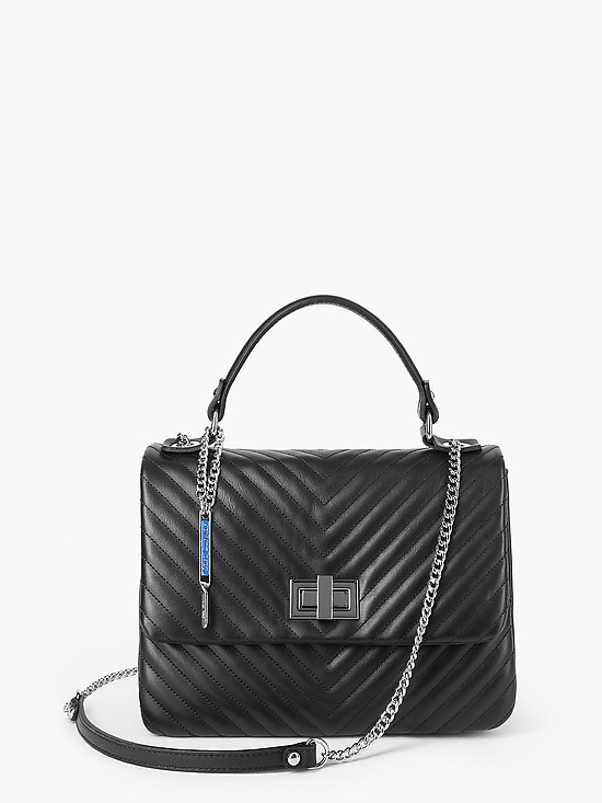 Черная стеганая сумка-сэтчел из мягкой кожи  Sara Burglar