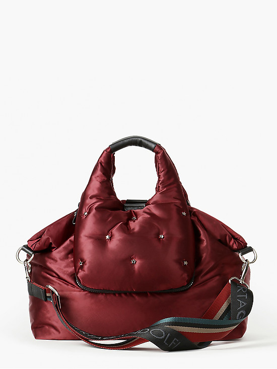 Дутая текстильная сумка-трансформер рубиново-красного цвета  Roberta Gandolfi