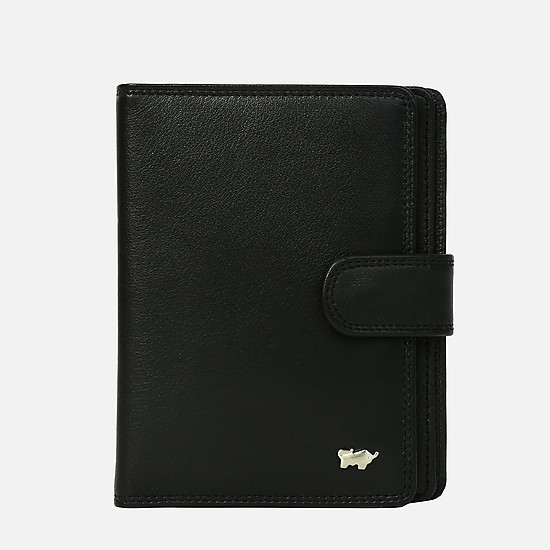 Черная кожаная  обложка для паспорта с дополнительными карманами  Braun Buffel