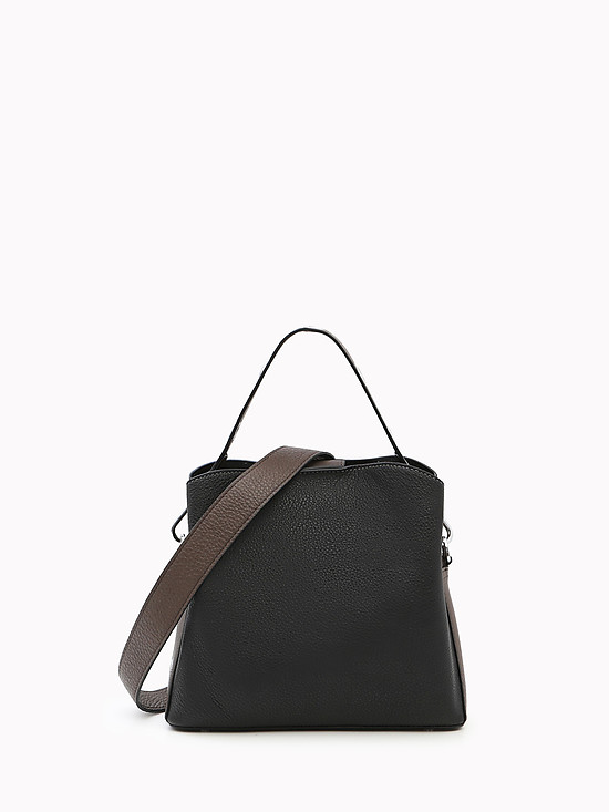 Небольшая черная кожаная сумка с двумя съемными ремешками  Alessandro Beato