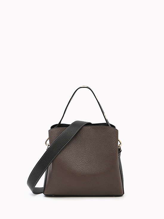 Небольшая коричневая кожаная сумка с двумя съемными ремешками  Alessandro Beato