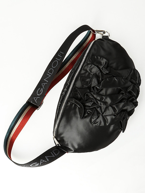 Черная текстильная сумочка слинг со съемным ремешком  Roberta Gandolfi