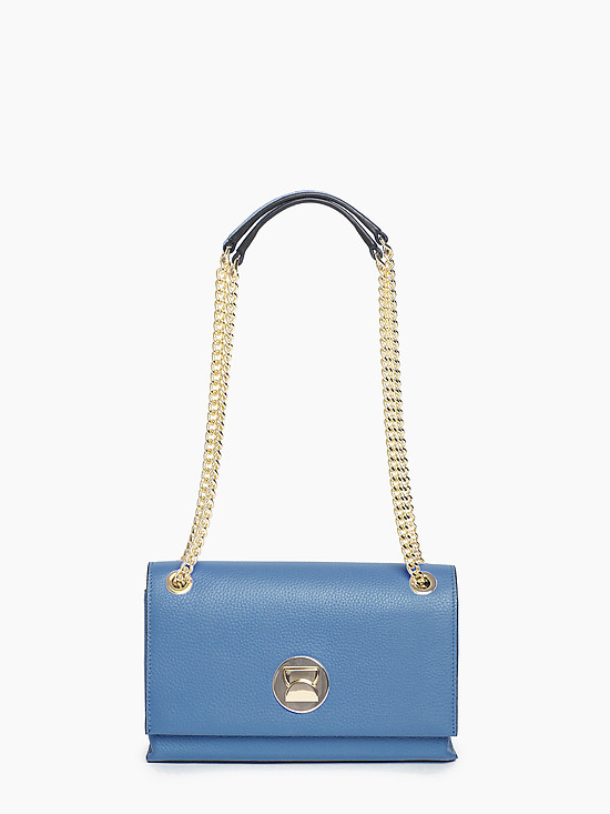 Голубая прямоугольная сумочка кросс-боди из плотной кожи  Alessandro Birutti