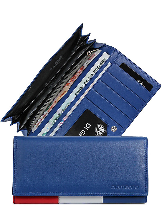Синий кожаный кошелек с изображением флага  Di Gregorio