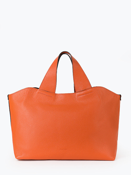 Мягкая оранжевая сумка-тоут трансформер из натуральной кожи  Ripani