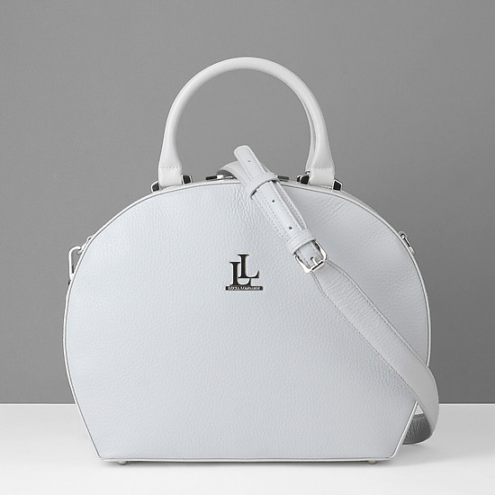 Круглая кожаная сумка среднего размера в светло-сером цвете  Lucia Lombardi