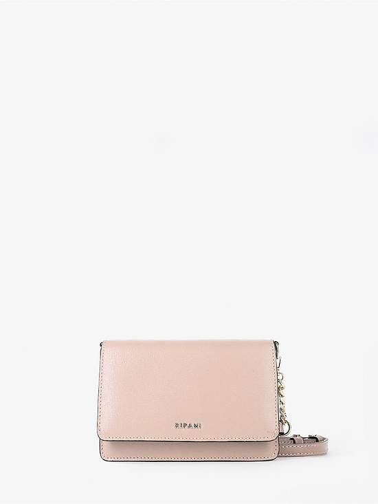 Миниатюрная сумочка кросс-боди из пудрово-розовой сафьяновой кожи со съемным ремешком  Ripani