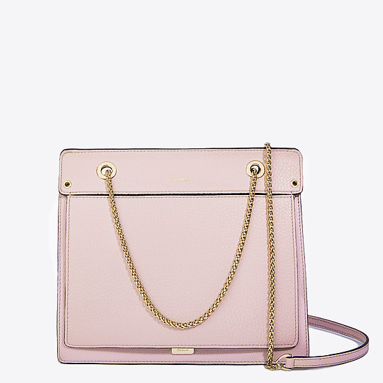 Нежно-розовая кожаная сумка-кроссбоди Like небольшого размера  Furla