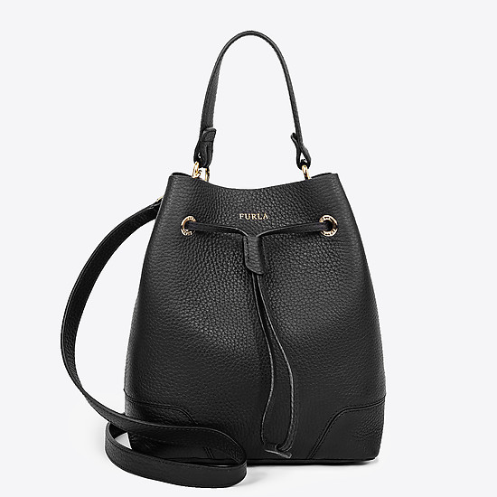 Черная кожаная сумочка-торба Stacy небольшого размера  Furla