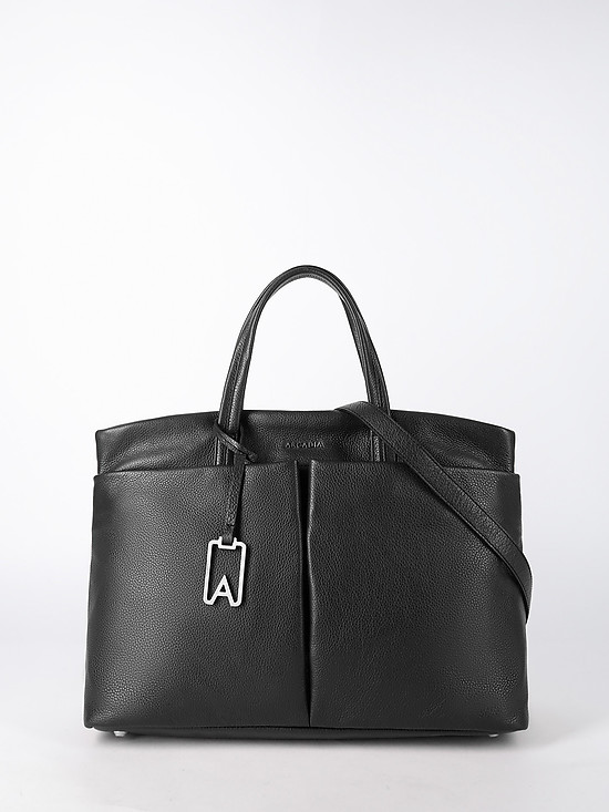 Черная сумка-тоут из мягкой кожи  Arcadia