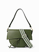 Полукруглая сумка кросс-боди из плотной оливковой кожи с фигурным клапаном и комплектом ремешков  BE NICE