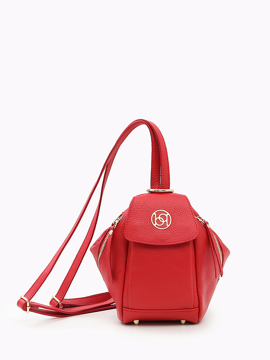 Красная кожаная сумочка-рюкзак  BE NICE