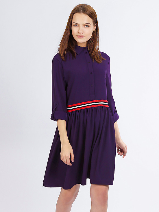 Фиолетовое платье с контрастным поясом  Imperial