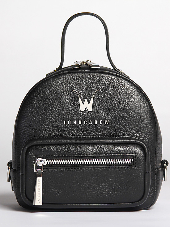 Миниатюрный рюкзачок из натуральной кожи черного цвета  JOHNCAREW