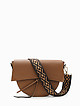 Полукруглая сумка кросс-боди из плотной коричневой кожи с фигурным клапаном и комплектом ремешков  BE NICE