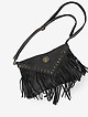 Мягкая черная сумочка кросс-боди в стиле бохо из кожи с винтажным эффектом с бахромой  BE NICE