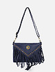 Мягкая синяя сумочка кросс-боди в стиле бохо из кожи с винтажным эффектом с бахромой  BE NICE