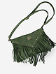 Мягкая зеленая сумочка кросс-боди в стиле бохо из кожи с винтажным эффектом с бахромой  BE NICE