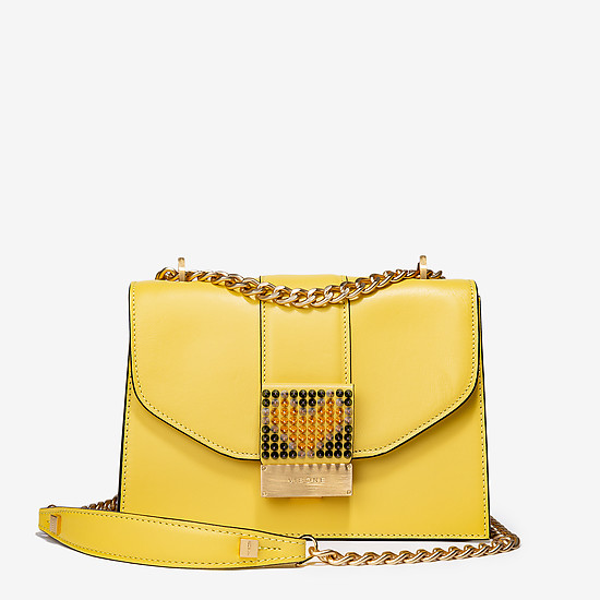 Миниатюрная кожаная сумочка-кросс-боди желтого цвете  VISONE