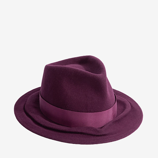 Шляпа-федора ручной работы из натуральной шерсти в бордовом цвете  Danieldoshe