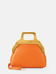 Небольшая сумочка-ридикюль из мягкой оранжевой кожи с деревянной ручкой  BE NICE