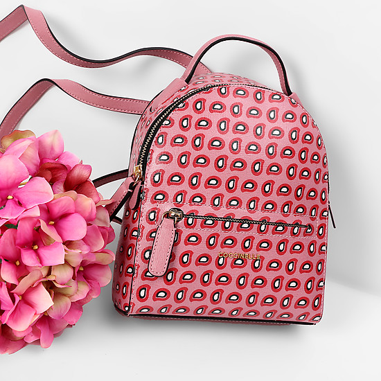 Маленький розовый рюкзак с принтом  Coccinelle