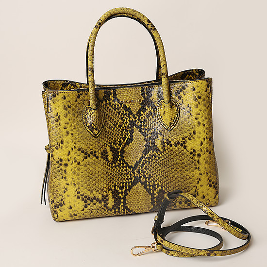 Прямоугольная желтая сумка из текстурной кожи  Coccinelle