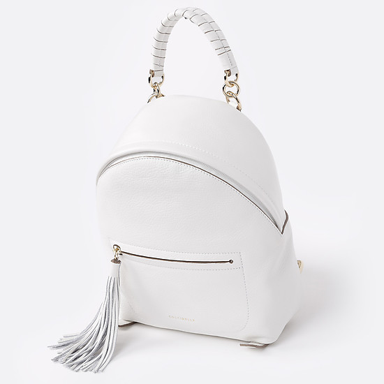 Белый кожаный рюкзак с кисточкой Leonie  Coccinelle