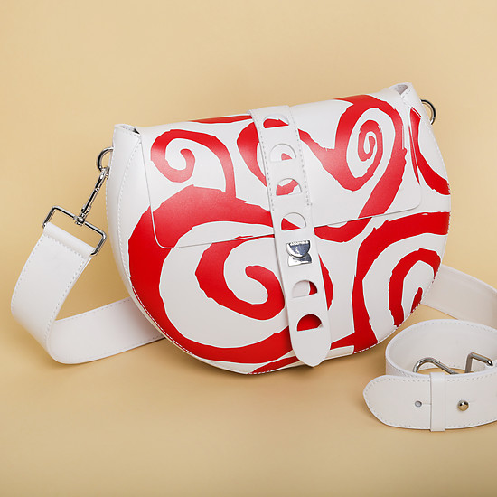 Белая сумка кросс-боди Carousel с красным принтом  Coccinelle
