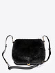 Черная кожаная сумка через плечо  Fauve Fur с экомехом  Coccinelle