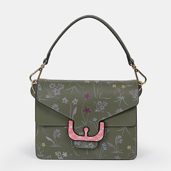 Кожаная сумочка-кроссбоди Ambrine Autumn Garden в цвете хаки  Coccinelle