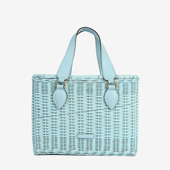 Голубая плетеная сумка-тоут из ротагна Rattan  Coccinelle