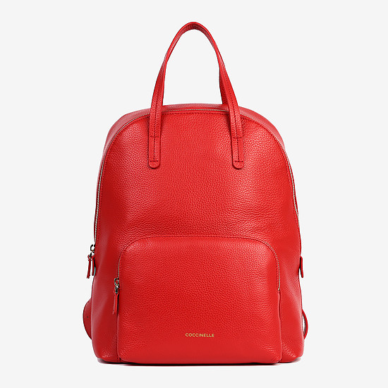 Стильный городской рюкзак Dione из мягкой кожи красного цвета  Coccinelle