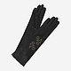 Удлиненные черные перчатки из кожи ягненка с золотистым декором  Eleganzza