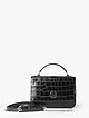 Прямоугольная сумочка-боулер из черной кожи под крокодила  BE NICE