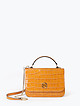 Прямоугольная сумочка-боулер из горчично-желтой кожи под крокодила  BE NICE