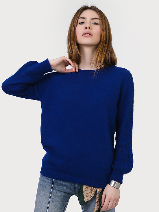 Васильково-синий свободный свитер из ангоры  Fracomina