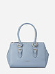 Голубая кожаная сумка-тоут Jacqueline в прямоугольном дизайне  Guess